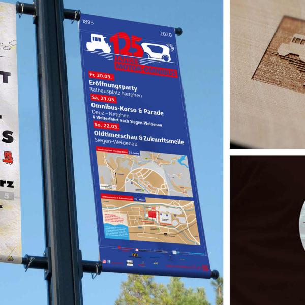 Plakatmotive für Feier 100 und 125 Jahre erster Motor-Omnibus der Welt